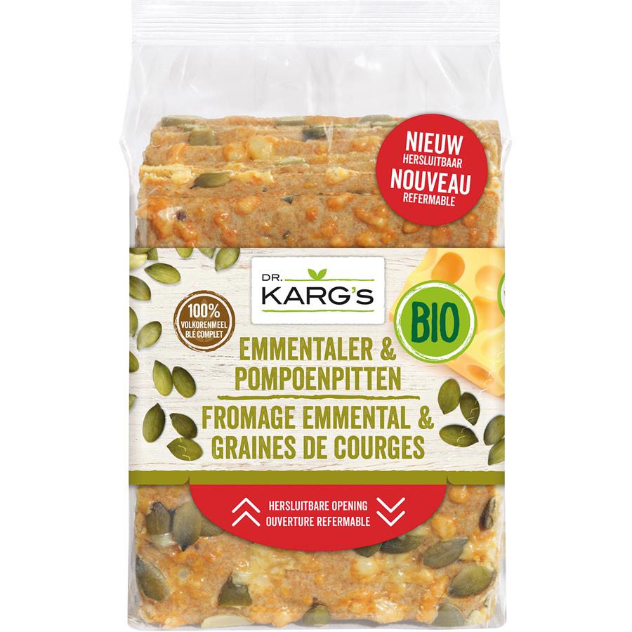 Crackers emmental et graines de potiron - 200 gr - Dr. Karg's