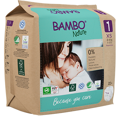 Couches écologiques pour bébés - Newborn (1/XS) - 2-4kg - 22 pc - Bambo