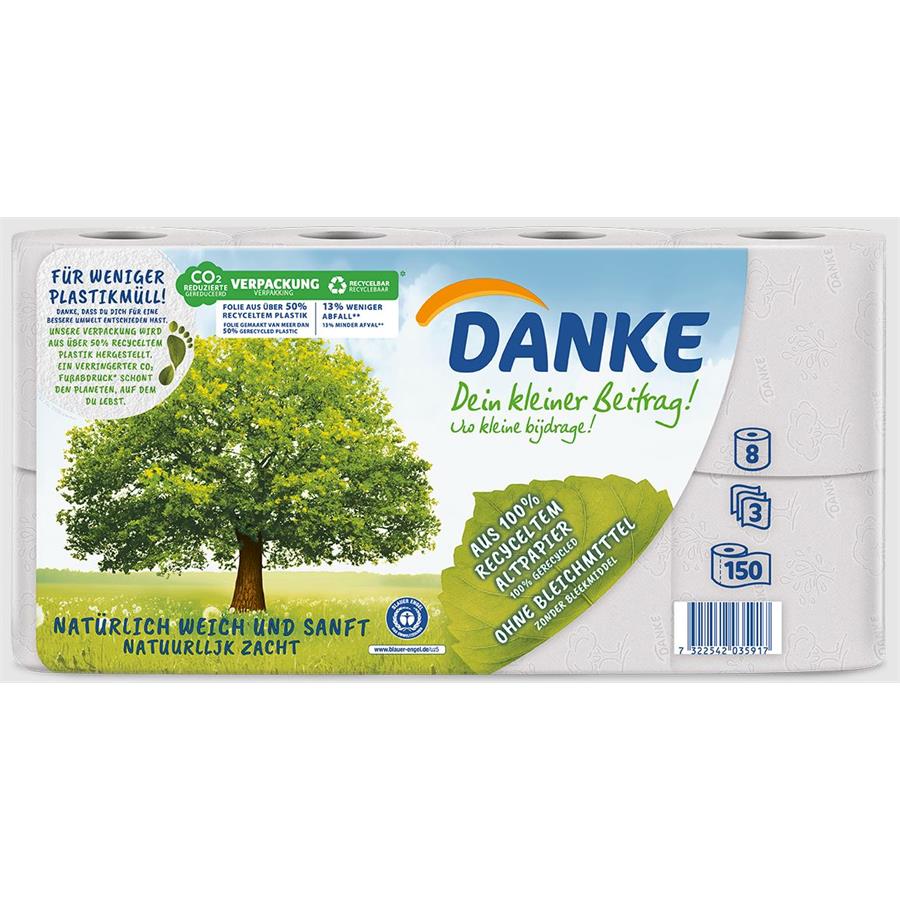 Papier toilette écologique - 8 rouleaux - Danke