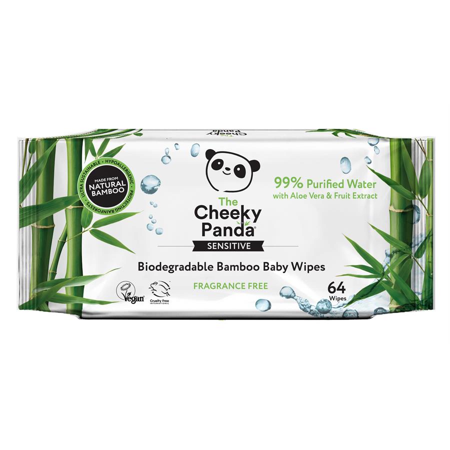 Lingettes pour bébé biodégradable - 64 pc - The cheeky panda