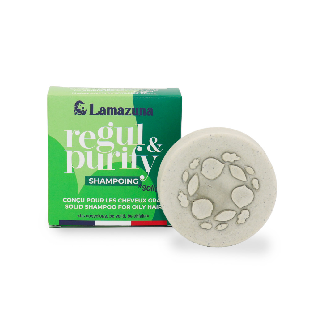 Shampoing solide - Cheveux gras à l'argile verte et à la spiruline Regul &amp; Purify - Lamazuna