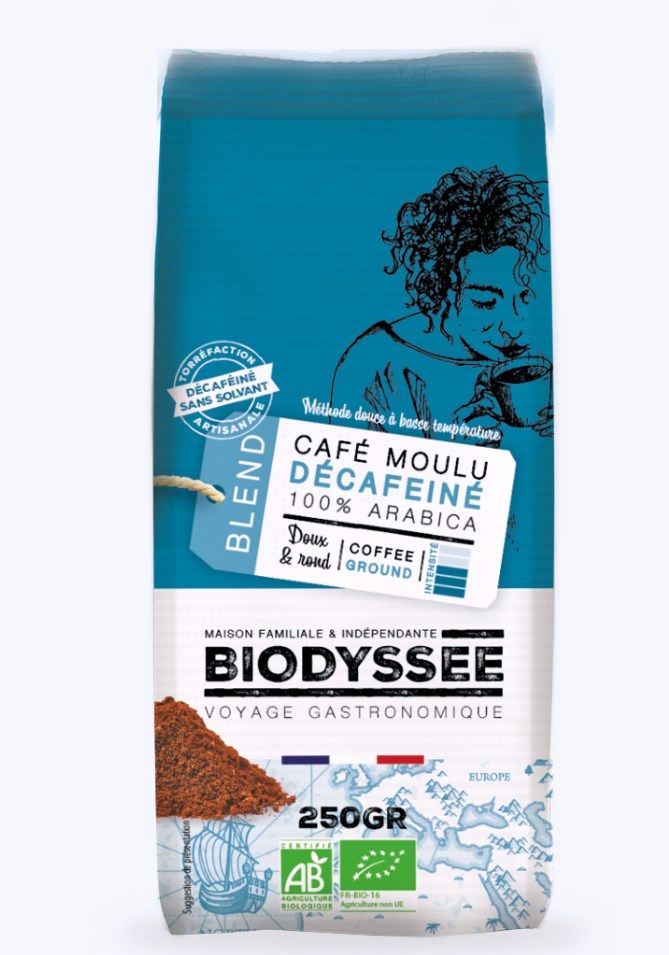 Café décaféiné moulu doux bio - 250 gr - Biodyssée