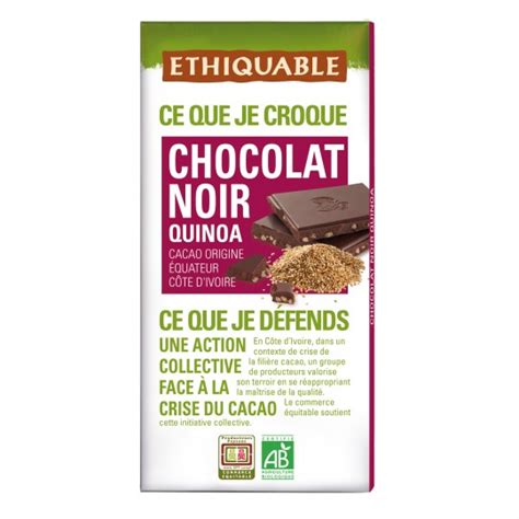 Chocolat Noir Quinoa - 100g - Ethiquable