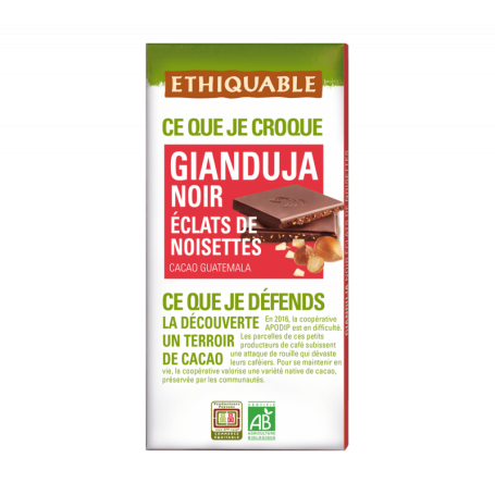 Chocolat Noir Gianduja Noisette - Nicaragua - 100g - Ethiquable